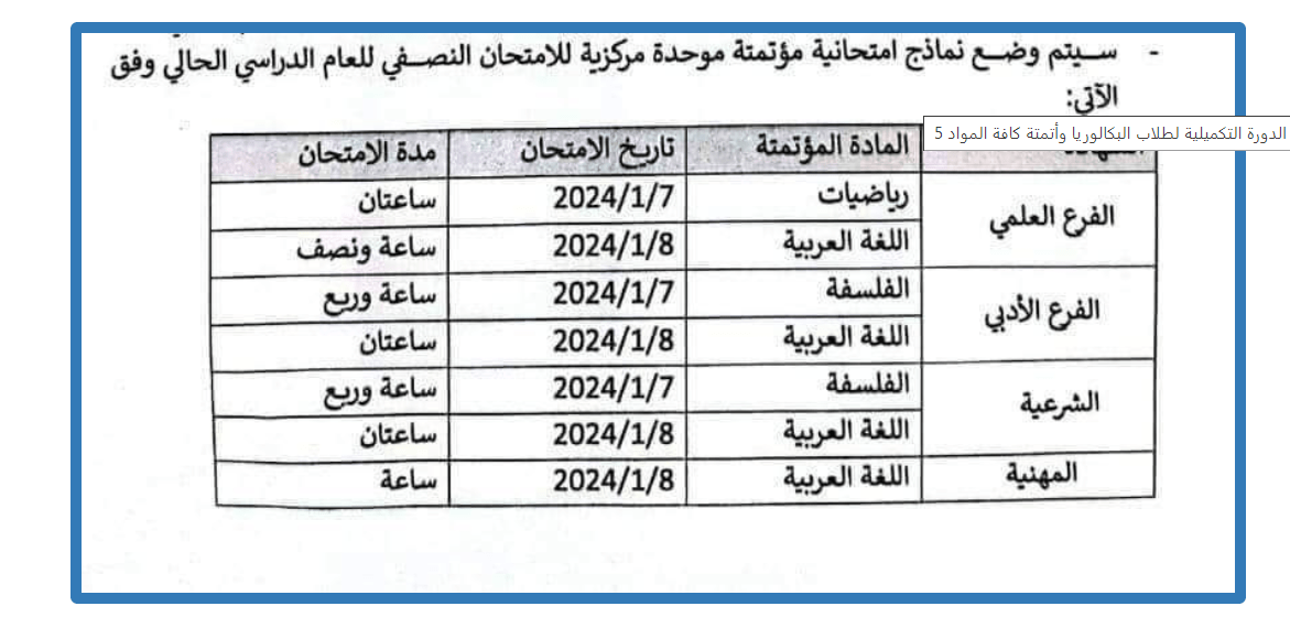 اتمتة امتحانات البكالوريا في سوريا 2023